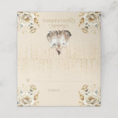 Quinceañera Personalisiert Luxus Elfenbeingold Platzkarte (Außenseite Aufgefaltet)