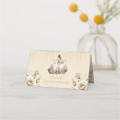 Quinceañera Personalisiert Luxus Elfenbeingold Platzkarte (Rückseite)