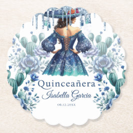 Quinceañera Personalisiert Watercolor Blau Mexikos Untersetzer