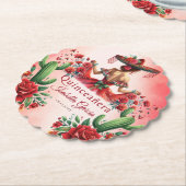 Quinceañera Personalisiert Watercolor Red Mexican Untersetzer (angewinkelt)