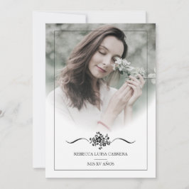 Quinceañera Photo Classic Chic Typography Script Einladung