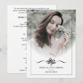 Quinceañera Photo Classic Chic Typography Script Einladung