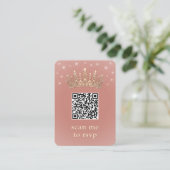 Quinceañera Photo QR RSVP Rose Gold Crown Scan Me Begleitkarte (Stehend Vorderseite)