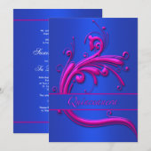 Quinceanera Pink Blau 15. Geburtstag Einladung (Vorne/Hinten)