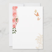 Quinceanera Pink Blush Rose Elegante Butterfly Inv Einladung (Rückseite)