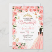 Quinceanera Pink Blush Rose Elegante Butterfly Inv Einladung (Vorderseite)