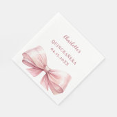 Quinceanera pink bow elegant luncheon serviette (Ecke)