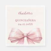 Quinceanera pink bow ivory luncheon serviette (Vorderseite)