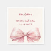 Quinceanera pink bow ivory serviette (Vorderseite)