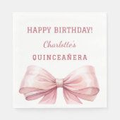 Quinceanera pink bow white luncheon serviette (Vorderseite)