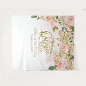 Quinceanera Pink Butterfells Hintergrund der Blume Wandteppich (Vorderseite (Horizontal))