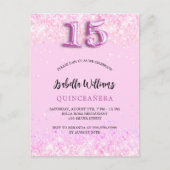 Quinceanera Pink Confetti Girl Party Einladungspostkarte (Vorderseite)