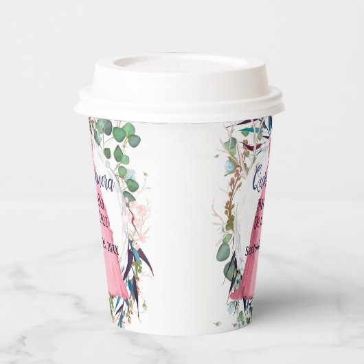 Quinceanera Pink Dress Paper Cups Pappbecher (Links)