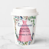 Quinceanera Pink Dress Paper Cups Pappbecher (Rückseite)