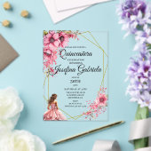 Quinceanera pink floral acryleinladungen (In Situ (Hochzeit))