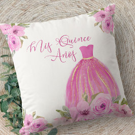 Quinceanera Pink Floral Mis Quince Anos Custom Kissen
