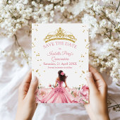 Quinceanera Pink Floral Princess Save the Date Einladung