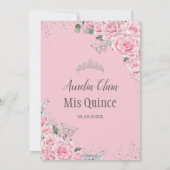 Quinceañera Pink Floral Prinzessin Silver Butterfl Einladung (Rückseite)