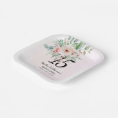 Quinceanera Pink Floral Rustikal 15. Geburtstag Pappteller (Gewinkelt)