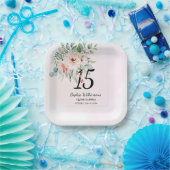 Quinceanera Pink Floral Rustikal 15. Geburtstag Pappteller (Party)