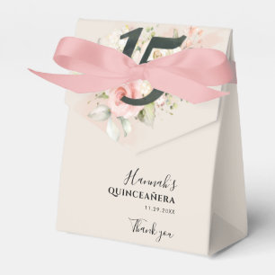 Quinceanera Pink Floral Script 15. Geburtstagspart Geschenkschachtel