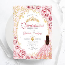 Quinceanera Pink Gold Floral