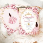 Quinceanera Pink Gold Floral Einladung