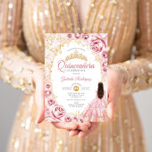 Quinceanera Pink Gold Floral Einladung