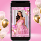 Quinceañera Pink Gold Geburtstag Foto Einladung