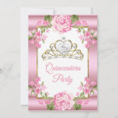 Quinceanera Pink Hübsch Country Floral Gold Einladung (Rückseite)