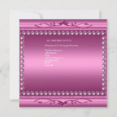 Quinceanera Pink Jewel Tiara Pearl 15. Geburtstag Einladung (Rückseite)