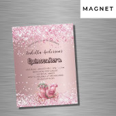 Quinceanera Pink Kutsche Luxus-Party Magneteinladung
