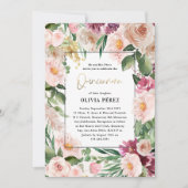 Quinceañera Pink mädchenhaft eleganten Geburtstag Einladung (Vorderseite)