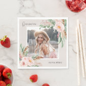 Quinceañera Pink mädchenhaftes Foto Geburtstag Inv Serviette (Beispiel)