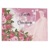 Quinceañera Pink Mauve Gown und Blume Große Geschenktüte (Rückseite)