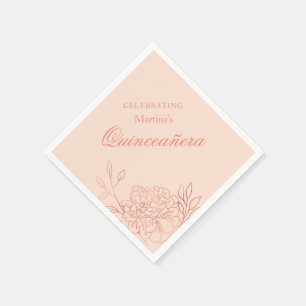 Quinceanera Pink Rose Gold Blume 15. Geburtstag Serviette