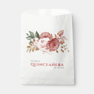 Quinceanera Pink Roses Floral Rustikal Botanisch Geschenktütchen