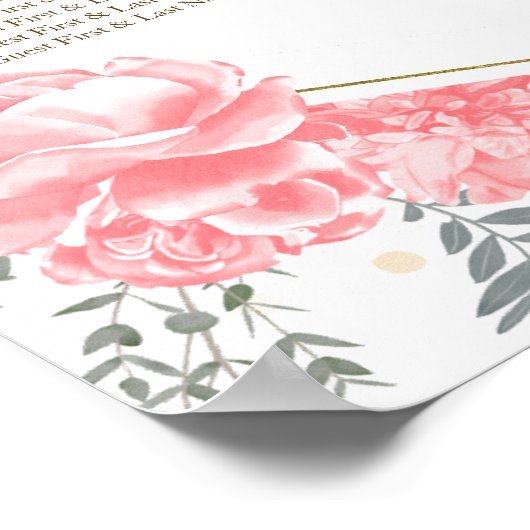 Quinceanera Pink Seating Chart Signieren Schmetter Poster (Ecke)