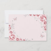 Quinceanera Pink Silver Floral Reply RSVP Karte (Rückseite)