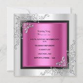 Quinceanera Pink Silver Tiara Eiffel Tower Einladung (Rückseite)