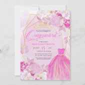 Quinceañera Pink und Gold elegante extravagante Ti Einladung (Vorderseite)