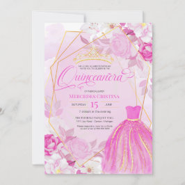 Quinceañera Pink und Gold elegante extravagante Ti Einladung
