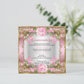 Quinceanera Pink Vintages Land Blumengold 2 Einladung (Stehend Vorderseite)