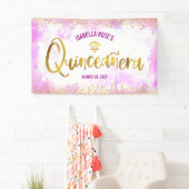 Quinceañera Pink Watercolor Gold-Script willkommen Banner (Insitu)