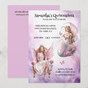Quinceañera Pink whimsical Feen Mädchen Aquarell Einladung