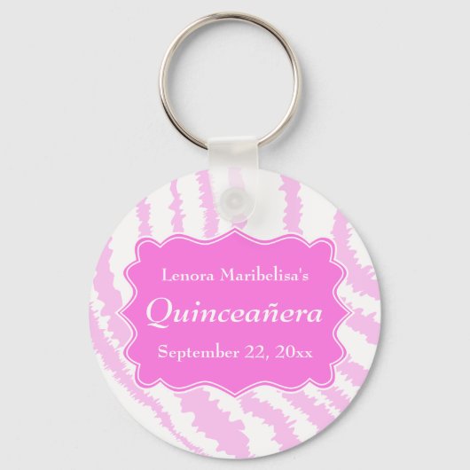 Quinceanera Pink Zebra Print Muster Schlüsselanhänger (Vorderseite)