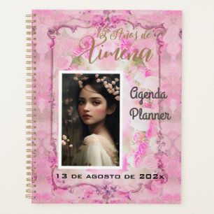 Quinceanera Planner/Agenda/Journal en Rosa y Oro Planer