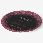 Quinceanera Plum Lila Imitate Glitzer Pappteller (Schrägansicht)