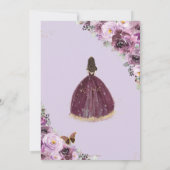 Quinceañera Plum Mauve Lila Blumengoldprinzessin Einladung (Rückseite)