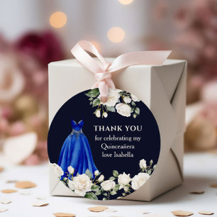 Quinceanera Princess Dress Dark Royal Blue Floral Geschenkanhänger